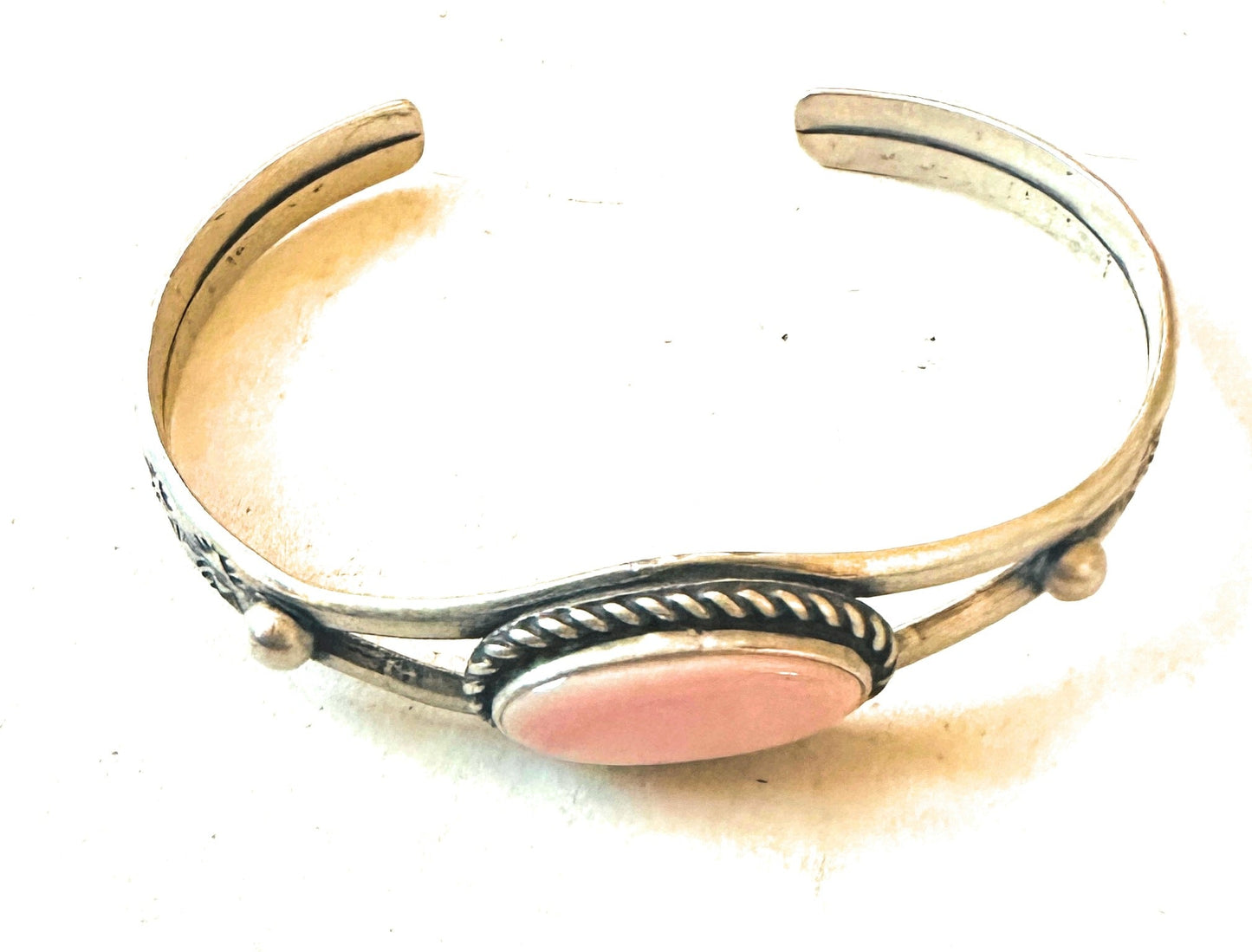 Navajo Queen Pink Conch Shell & Sterling Silver Cuff Bracelet