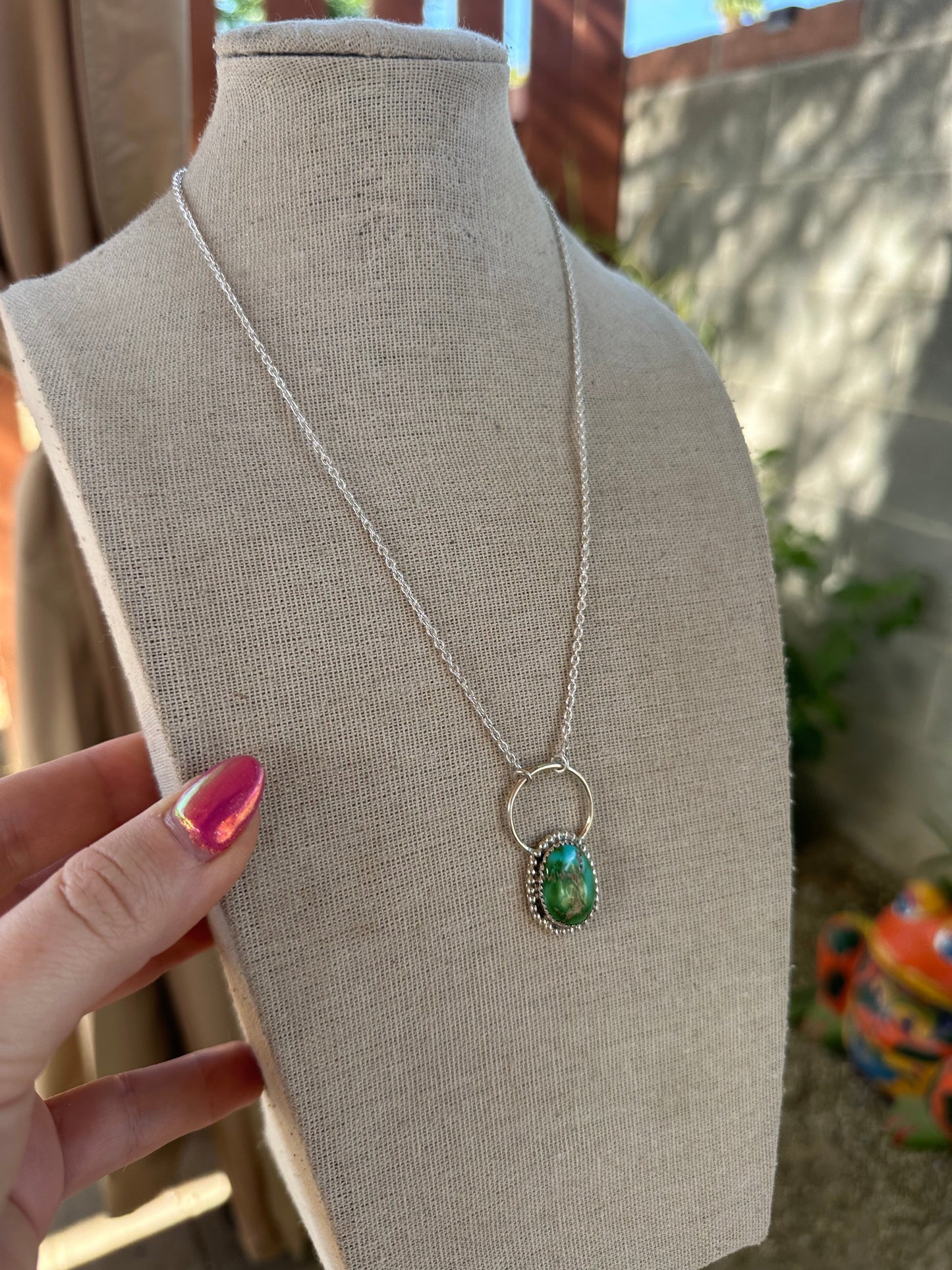 Beautiful Handmade Sterling Silver & Sonoran Turquoise Necklace