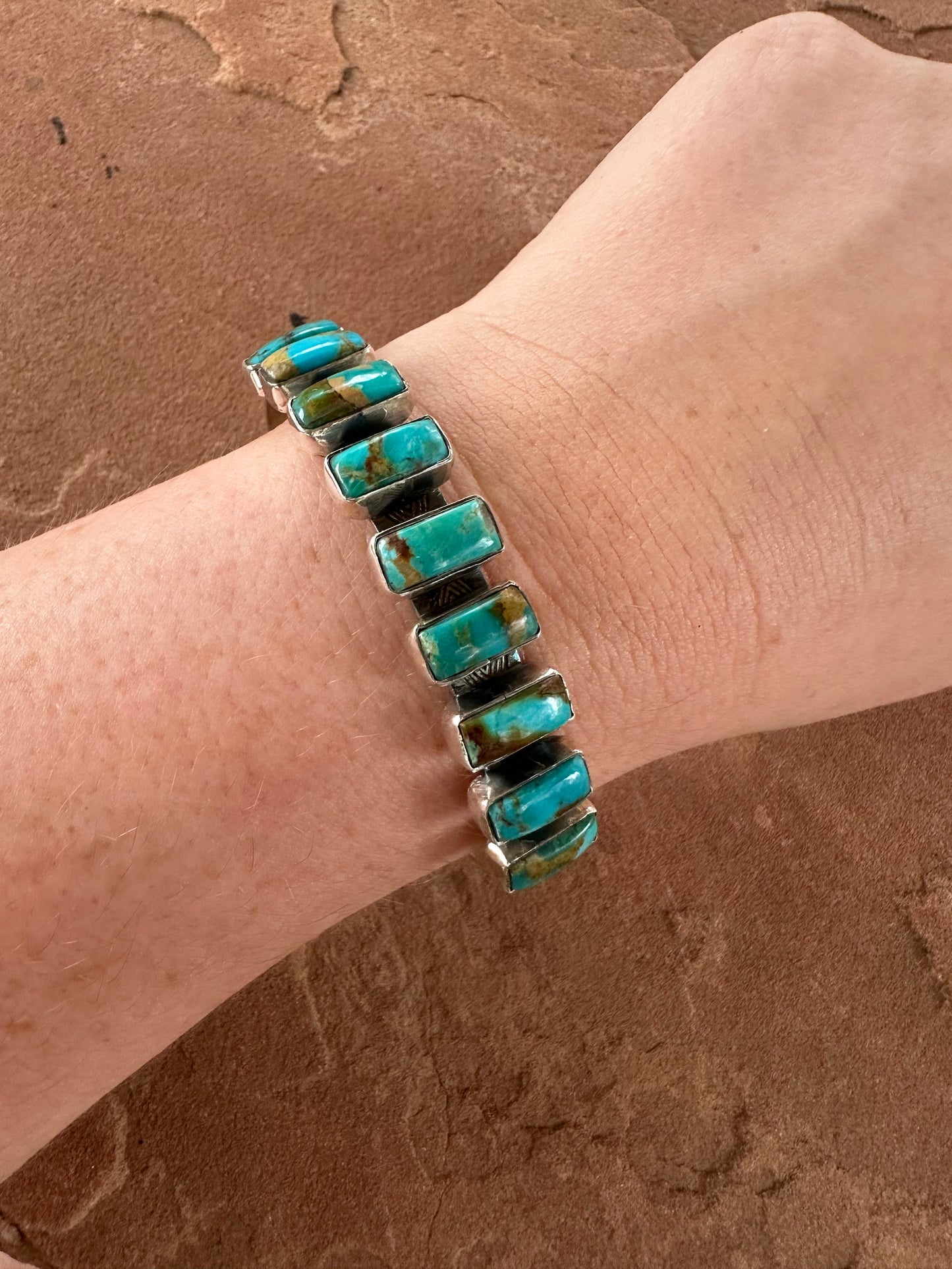 Handmade Sterling Silver & Turquoise Adjustable Cuff Bracelet