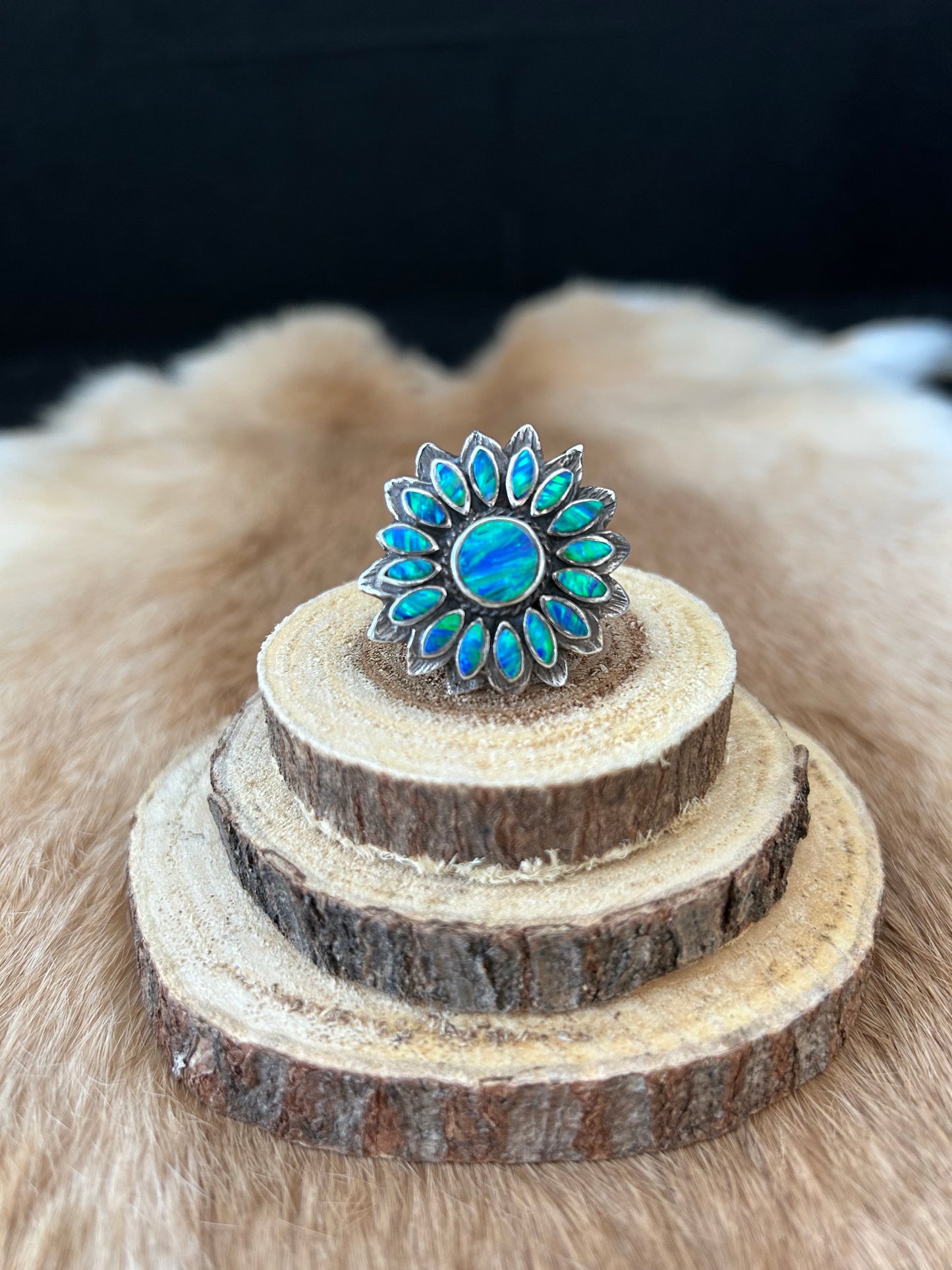 Southwest Opal Sunburst Ring