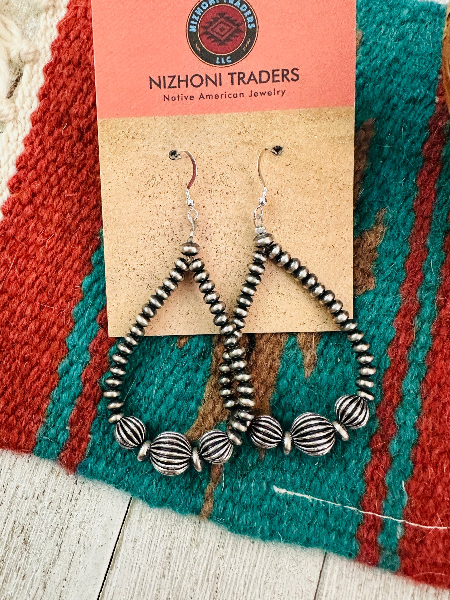 Navajo Sterling Silver Pearl Dangle Hoop Earrings