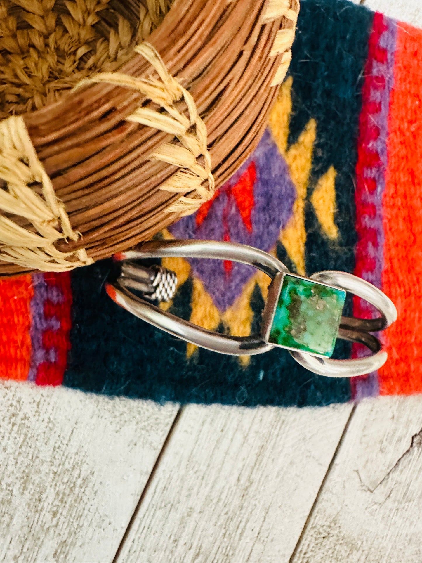 Navajo Sonoran Gold Turquoise & Sterling Silver Cuff Bracelet