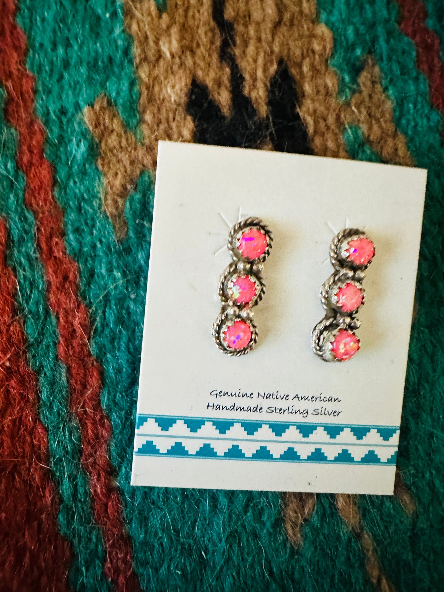 Navajo Pink Opal & Sterling Silver Post Earrings