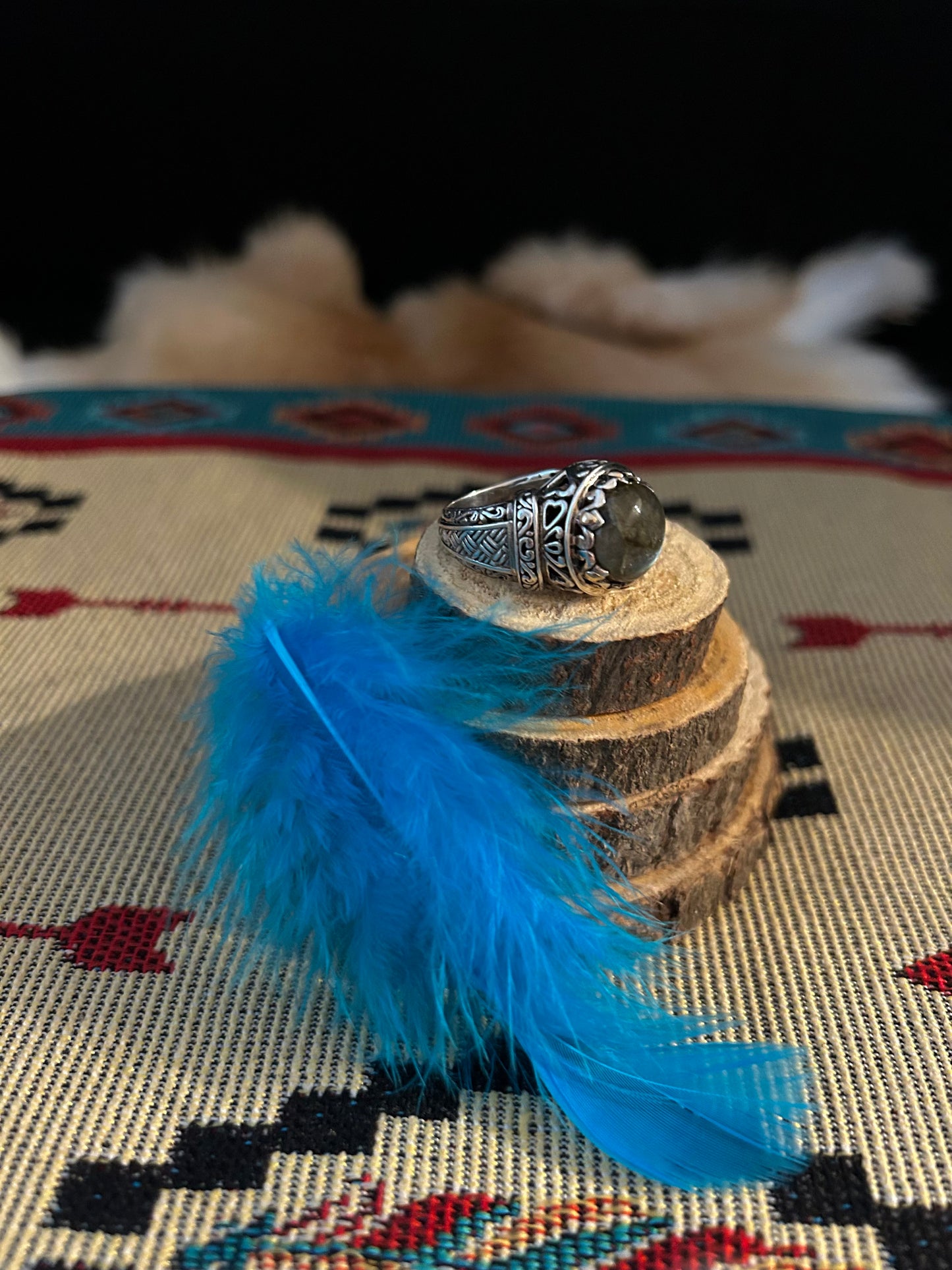 Labradorite Ornate Sterling Silver Ring