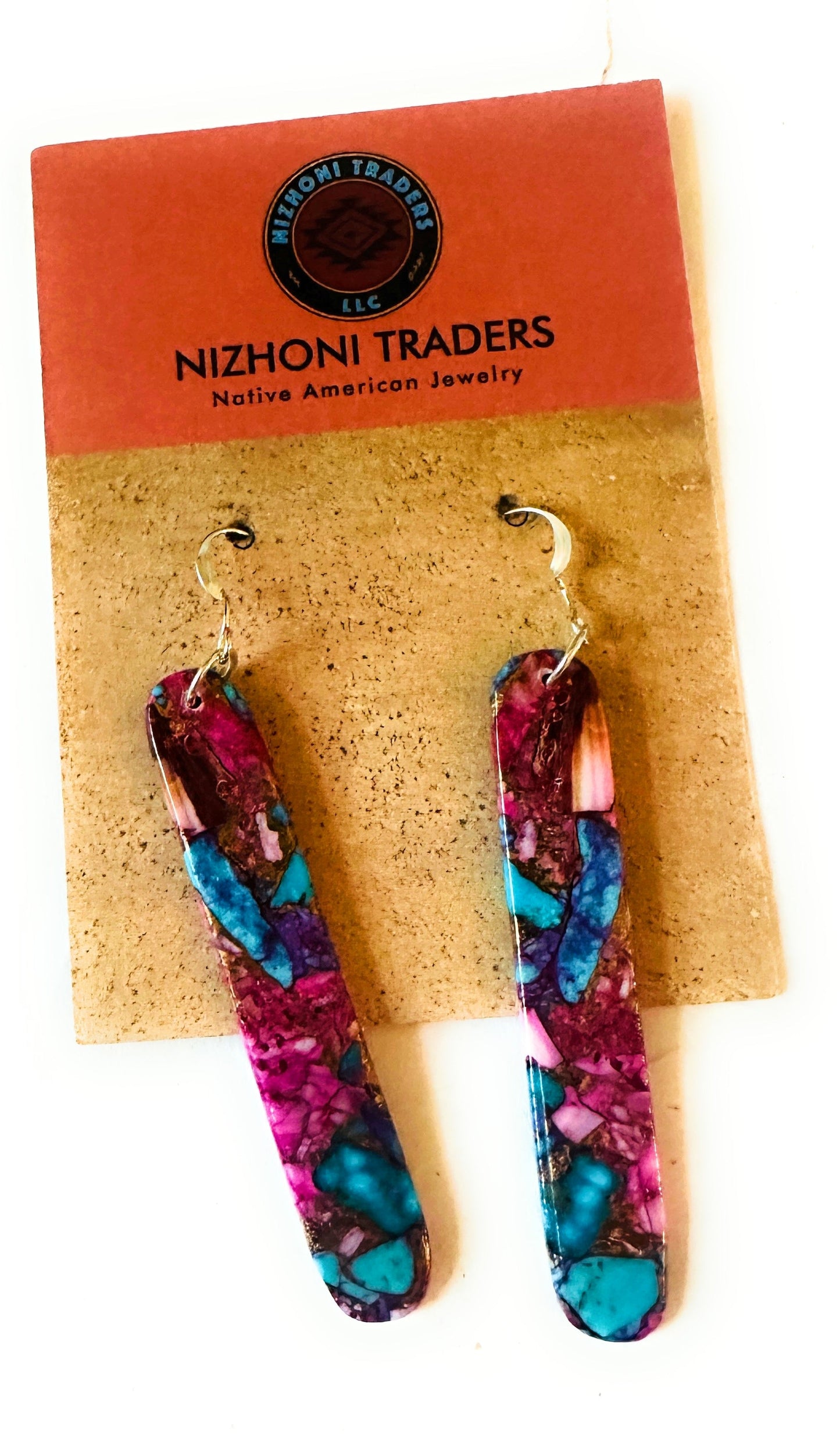 Navajo Sterling Silver & Pink Dream Mojave Slab Dangle Earrings