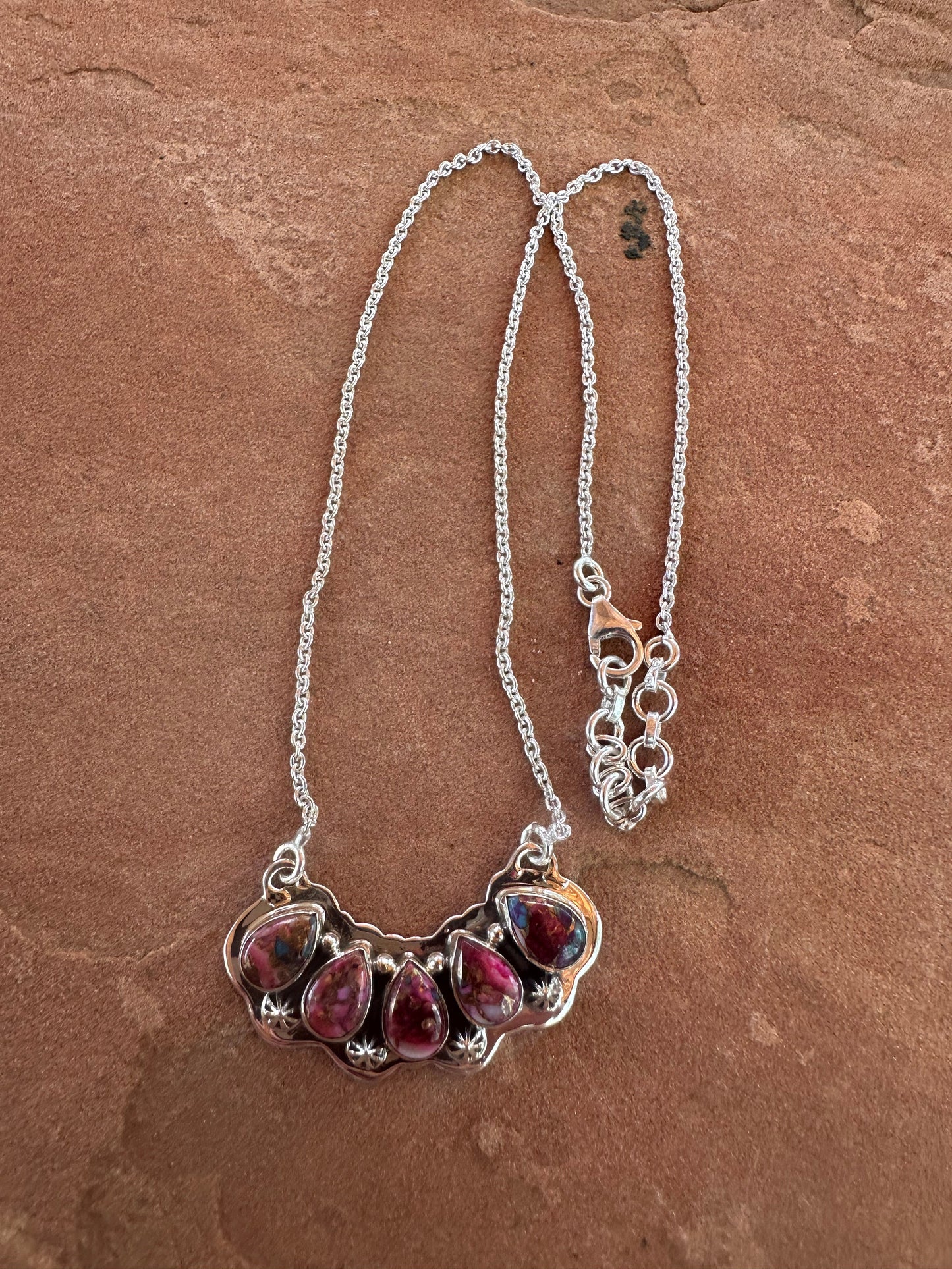 Beautiful Handmade Sterling Silver & Pink Dream Mojave 5 Stone Necklace