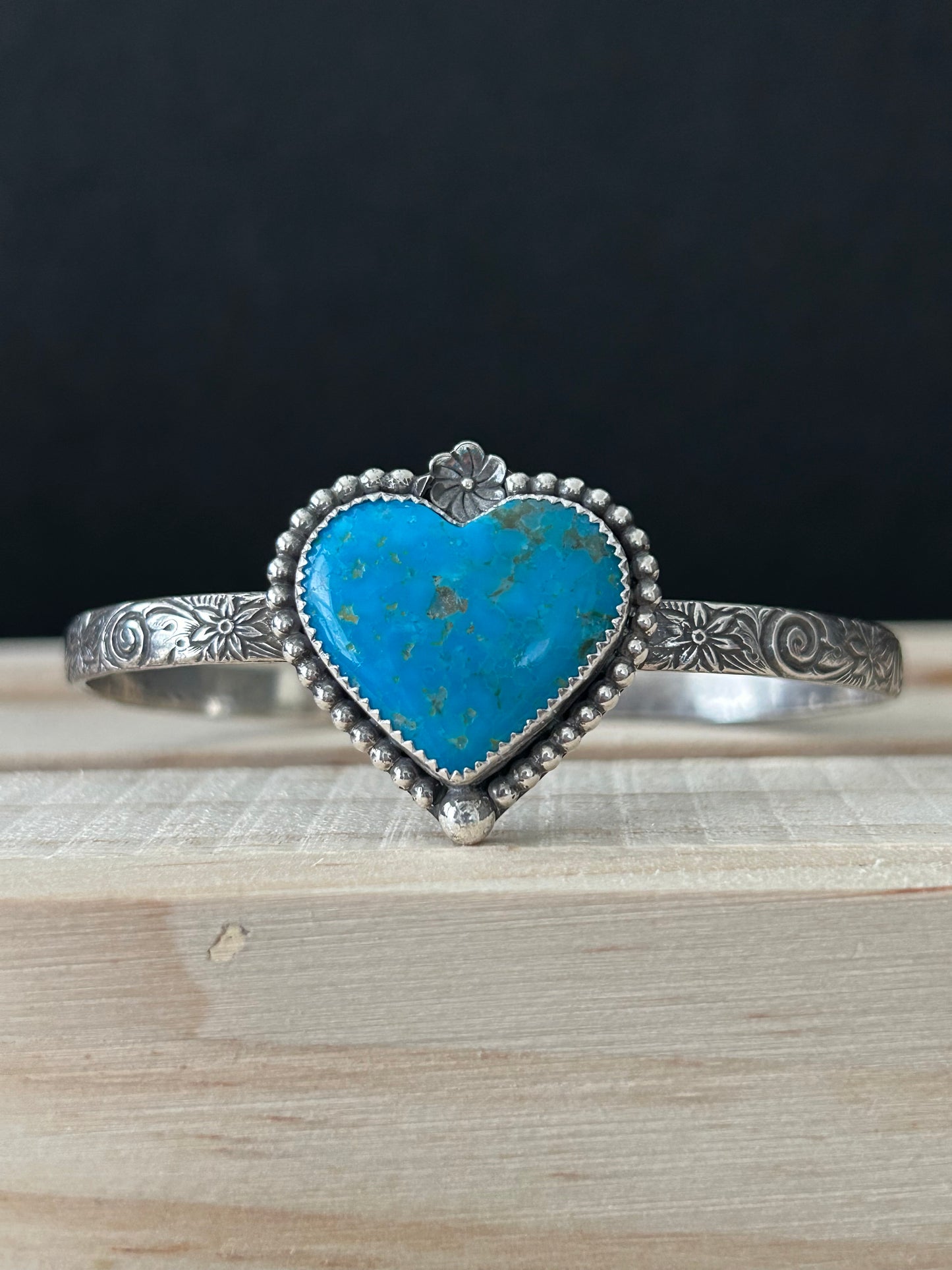 Heart-Shaped Turquoise Sterling Silver Bracelet