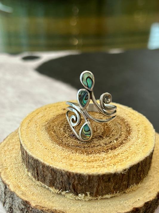 Sterling Silver Abalone Spiral Ring