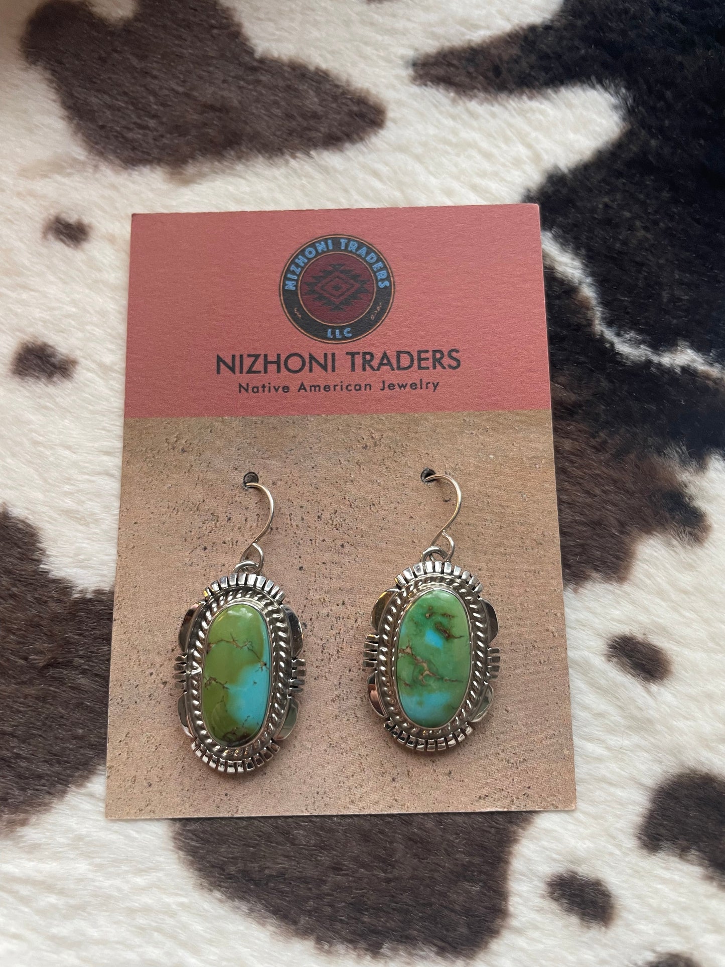 Beautiful Navajo Sterling Silver Sonoran Mountain Turquoise Necklace & Earring Set