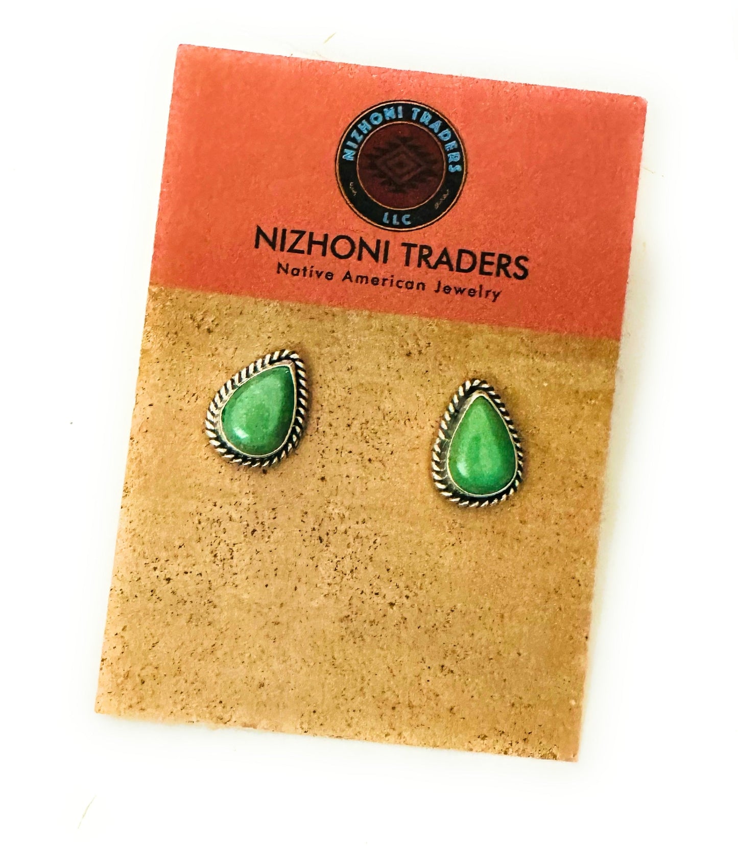 Navajo Turquoise & Sterling Silver Teardrop Stud Earrings