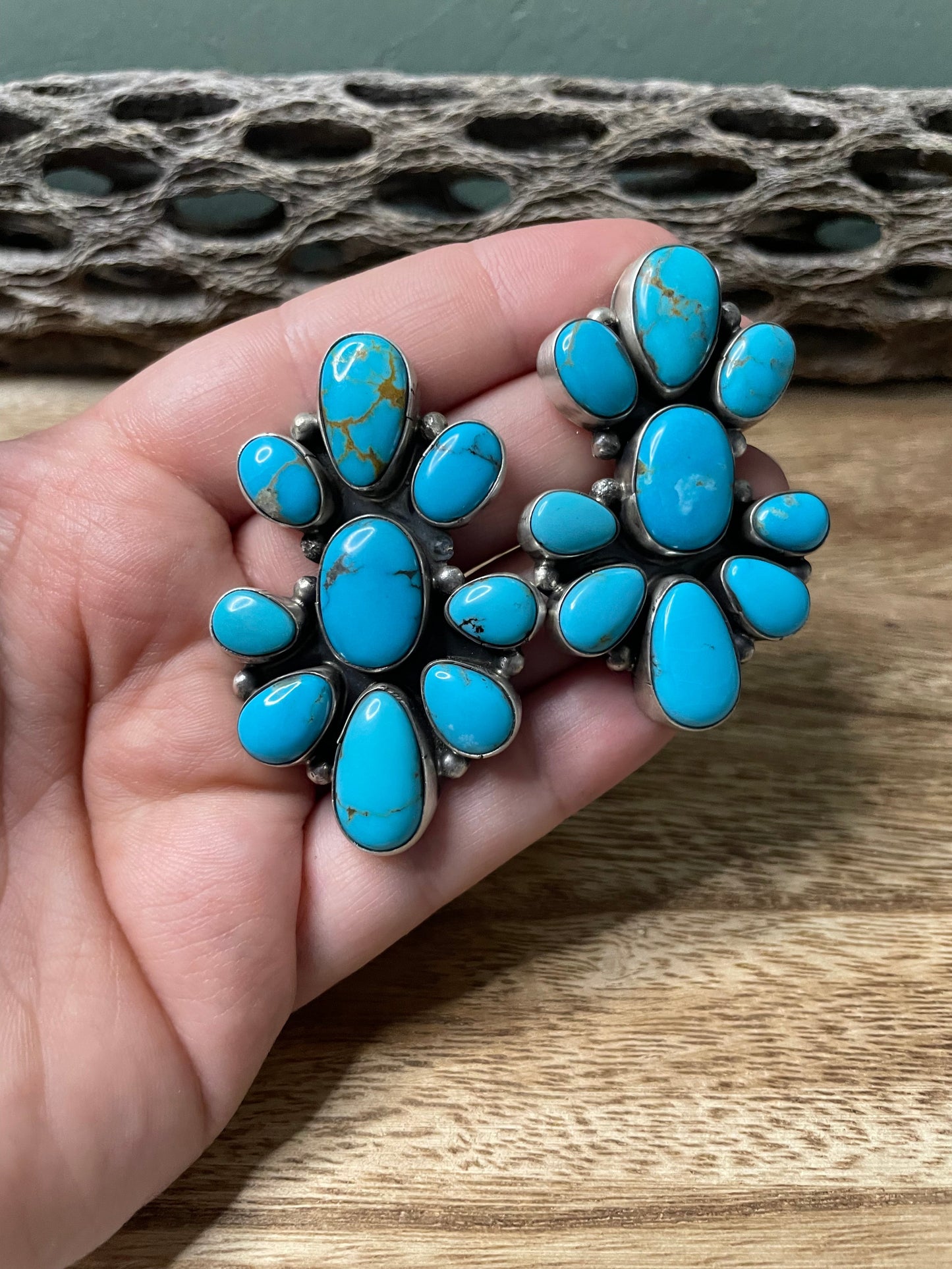 Navajo Royston Turquoise Earrings By Sheila Becenti Signed